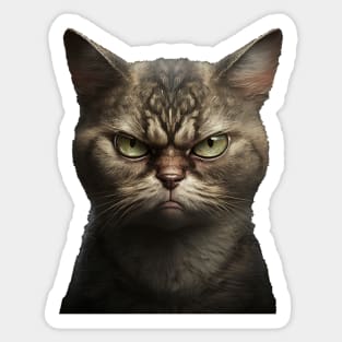Funny Annyoyed Cat Face, Love Cats Sticker